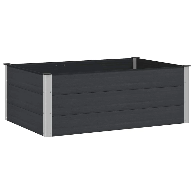 Arriate Elevado Negro 150 X 100 X 54 Cm Wpc Y Aluminio