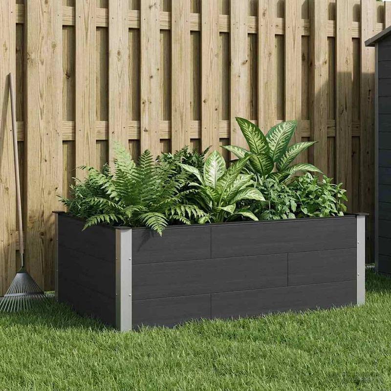 Arriate Elevado Negro 150 X 100 X 54 Cm Wpc Y Aluminio