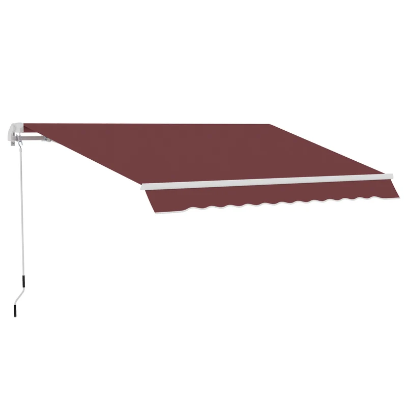 Outsunny Toldo Manual Retráctil 3,5x2,5 M Con Ángulo Ajustable Manivela Rojo