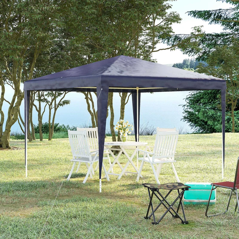 Outsunny Carpa Desmontable 3x3 M Con 4 Orificios De Drenaje Y Marco De Metal