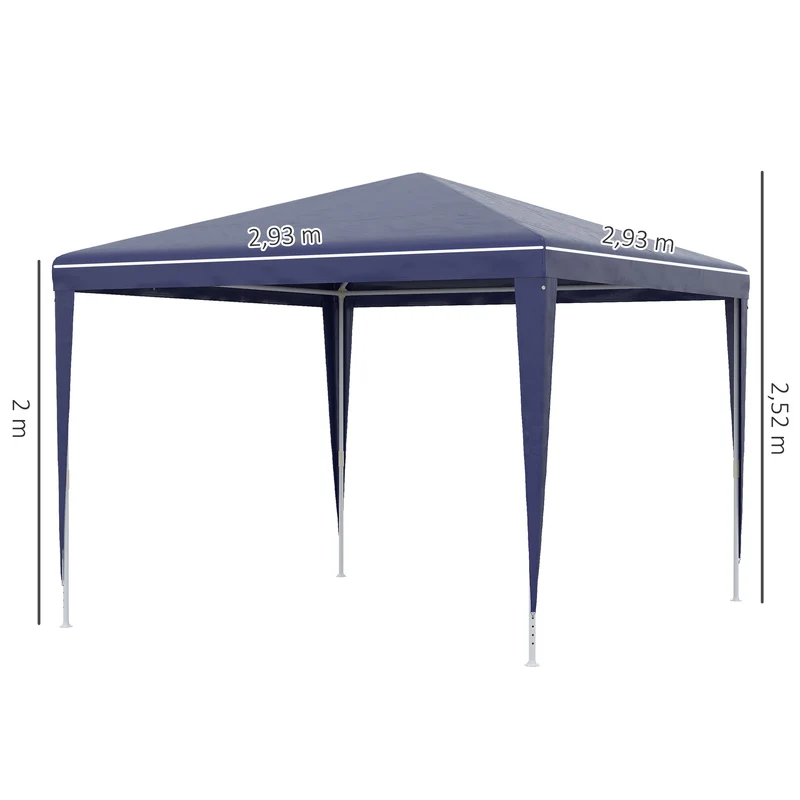 Outsunny Carpa Desmontable 3x3 M Con 4 Orificios De Drenaje Y Marco De Metal
