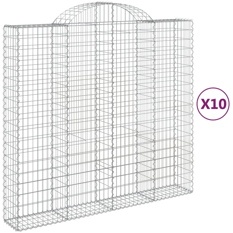 Cestas Gaviones 10 Uds Forma De Arco Hierro 200x50x180/200 Cm