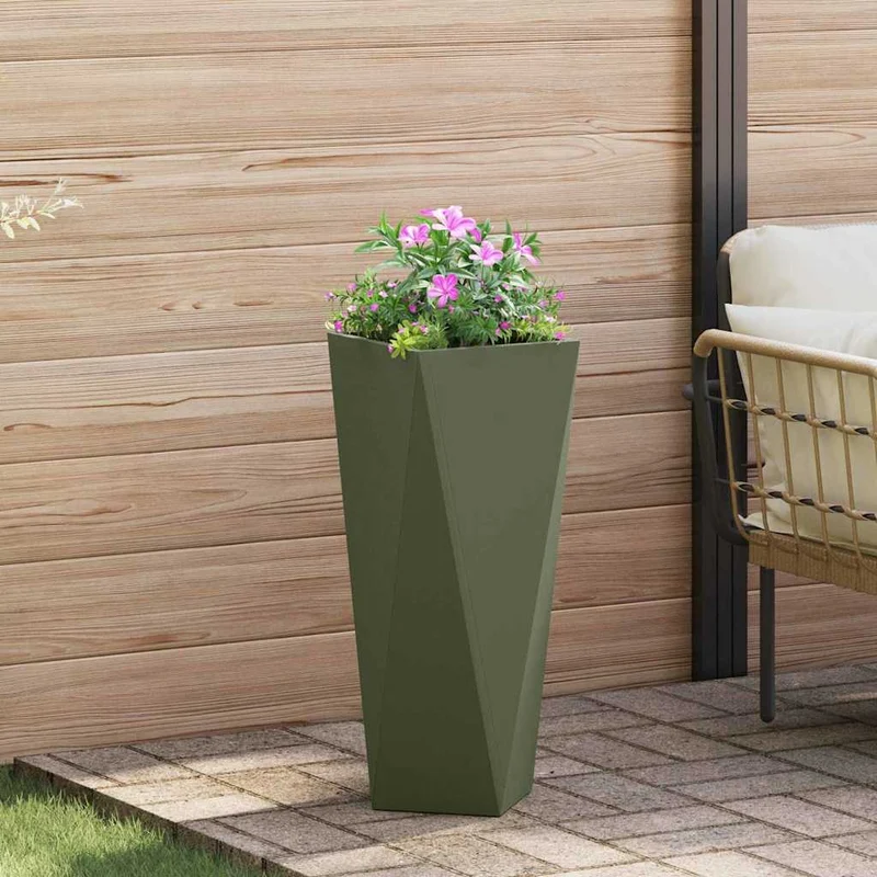 Jardinera Verde Oliva 30 X 30 X 75 Cm Acero