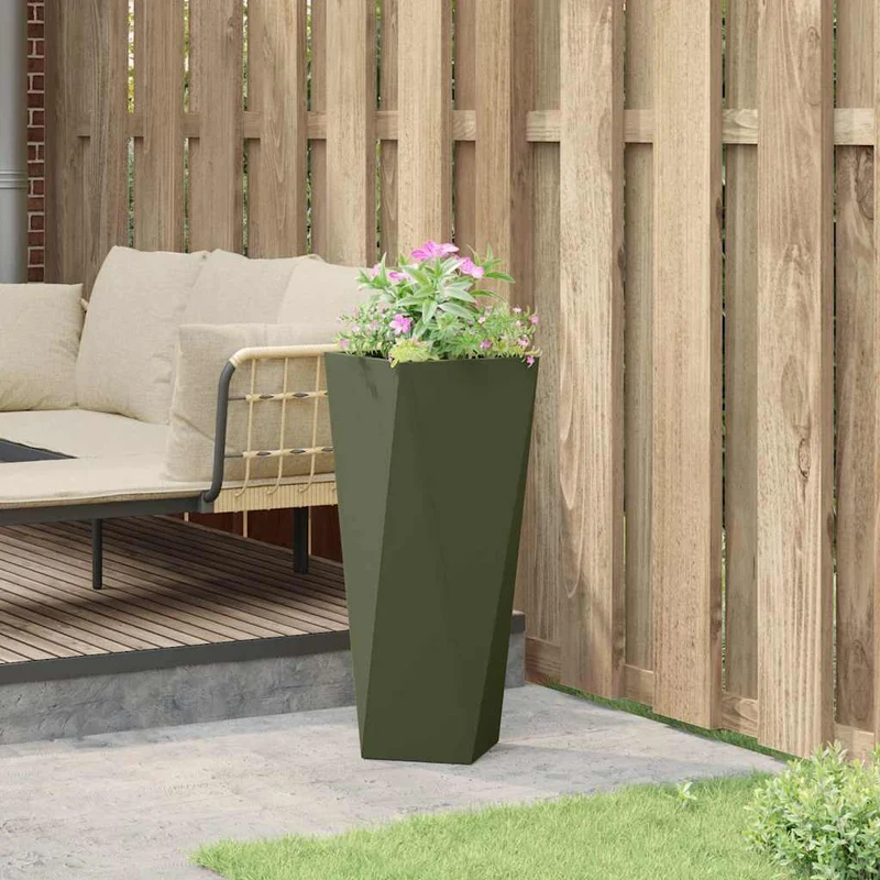 Jardinera Verde Oliva 30 X 30 X 75 Cm Acero