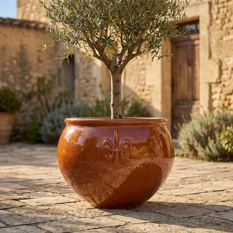 Pot CLOVIS 53x43cm orange tropical