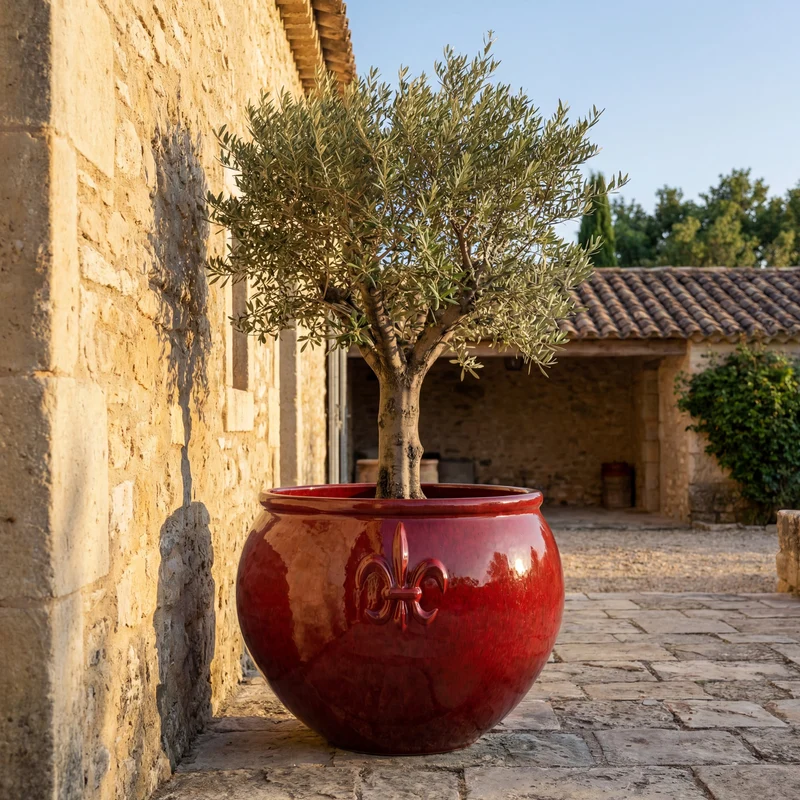 Pot CLOVIS 53x43cm rouge tropical