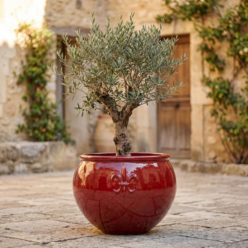 Pot CLOVIS 53x43cm rouge tropical