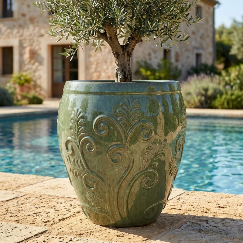 Pot GAIA 52x58cm perle de jade