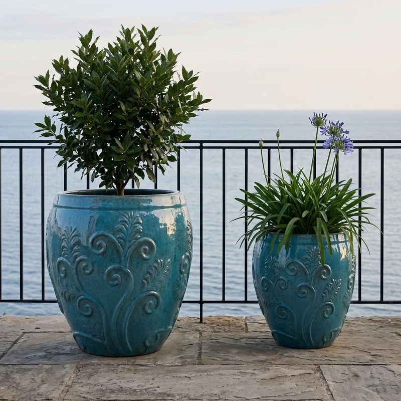 Pot GAIA 52x58cm bleu acier