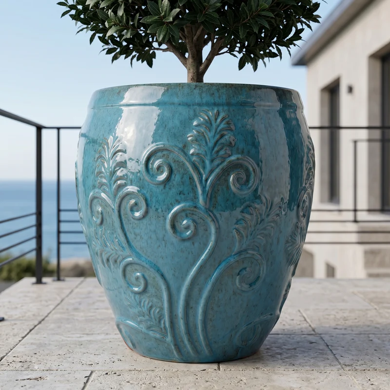 Pot GAIA 75x78cm bleu acier