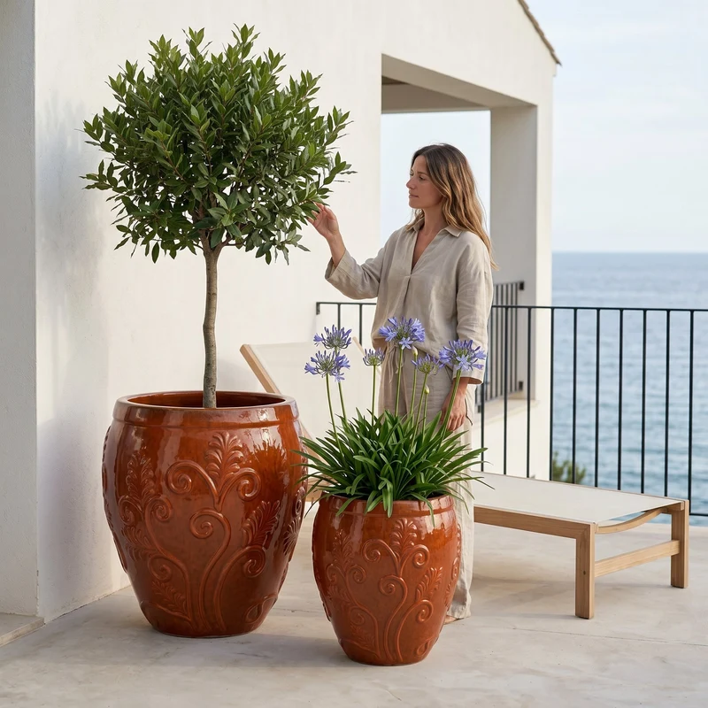 Pot GAIA 75x78cm orange tropical