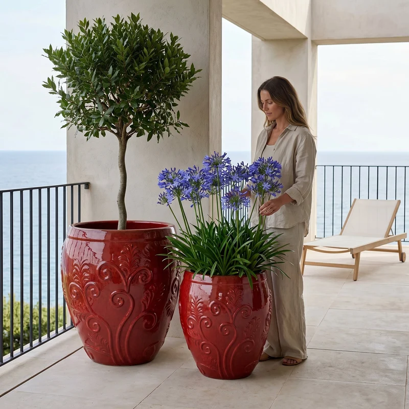 Pot GAIA 75x78cm rouge tropical