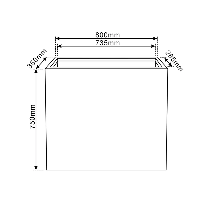 Jardinière HORIZON 80x35x75cm gris clair