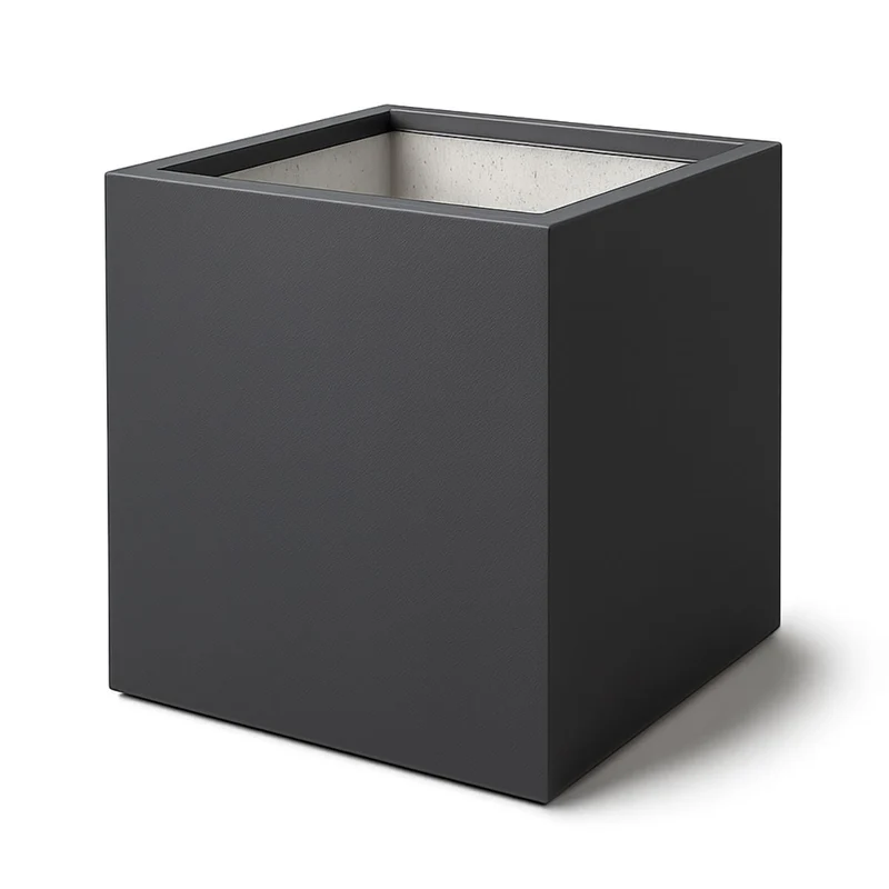 GARDRA Jardinière en polyester grise noire 100x100x100 cm RAL 7021