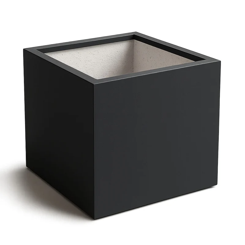 GARDRA Jardinière en polyester grise noire 80x80x60 cm RAL 7021