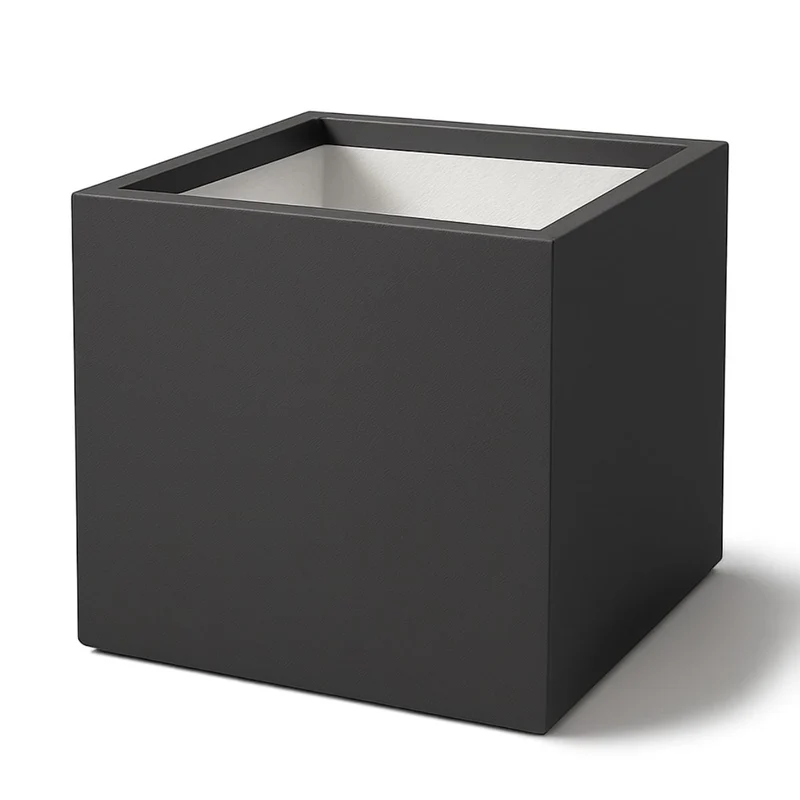 GARDRA Jardinière en polyester grise noire 70x70x70 cm RAL 7021
