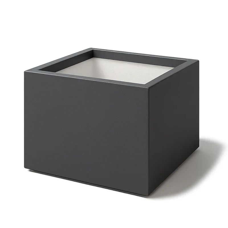 GARDRA Jardinière en polyester grise noire 60x60x40 cm RAL 7021