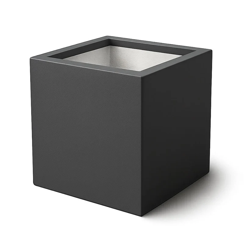 GARDRA Jardinière en polyester grise noire 60x60x60 cm RAL 7021
