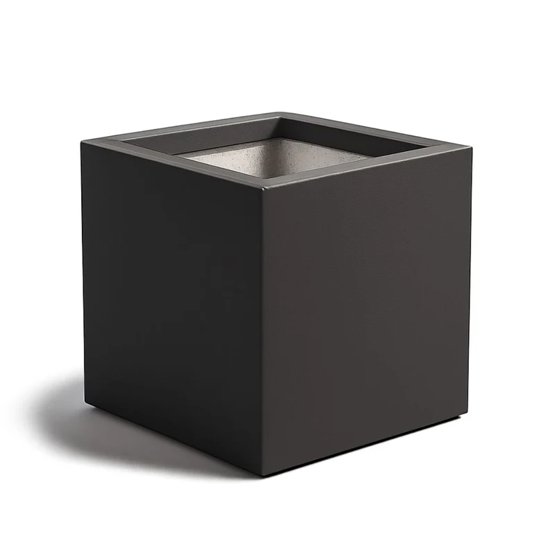 GARDRA Jardinière en polyester grise noire 40x40x40 cm RAL 7021