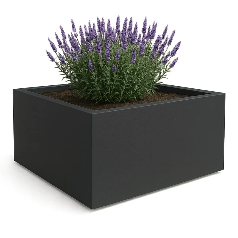 GARDRA Jardinière en polyester grise noire 160x160x80 cm RAL 7021