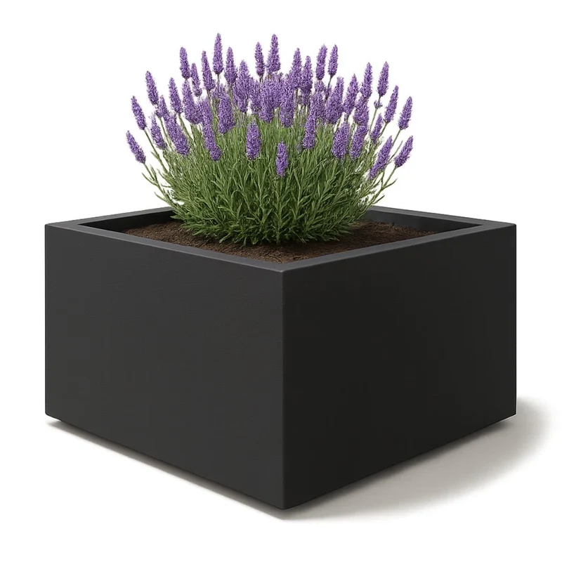 GARDRA Jardinière en polyester grise noire 140x140x60 cm RAL 7021