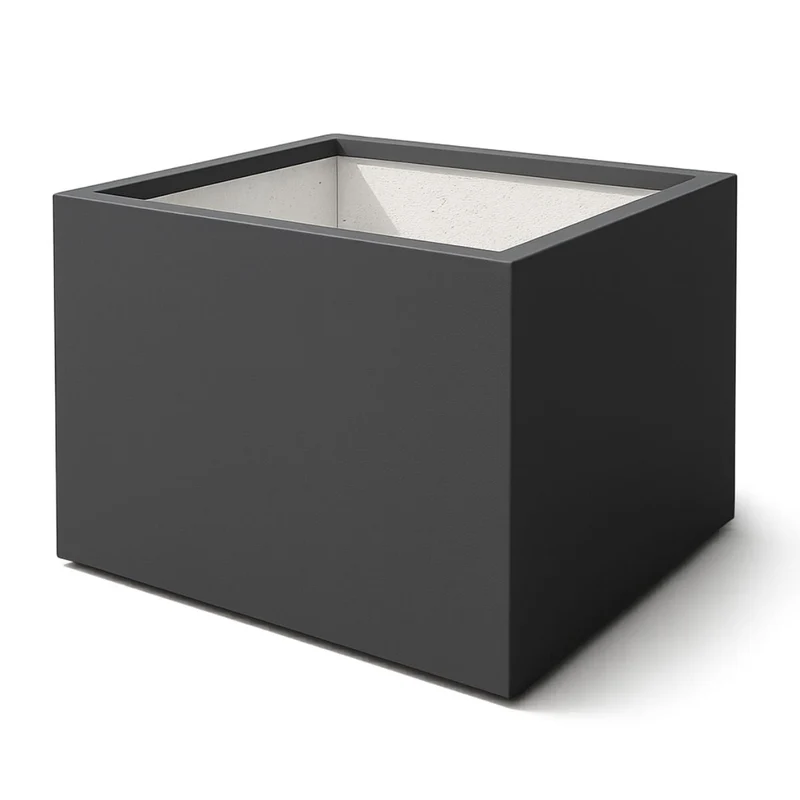 GARDRA Jardinière en polyester grise noire 140x140x80 cm RAL 7021