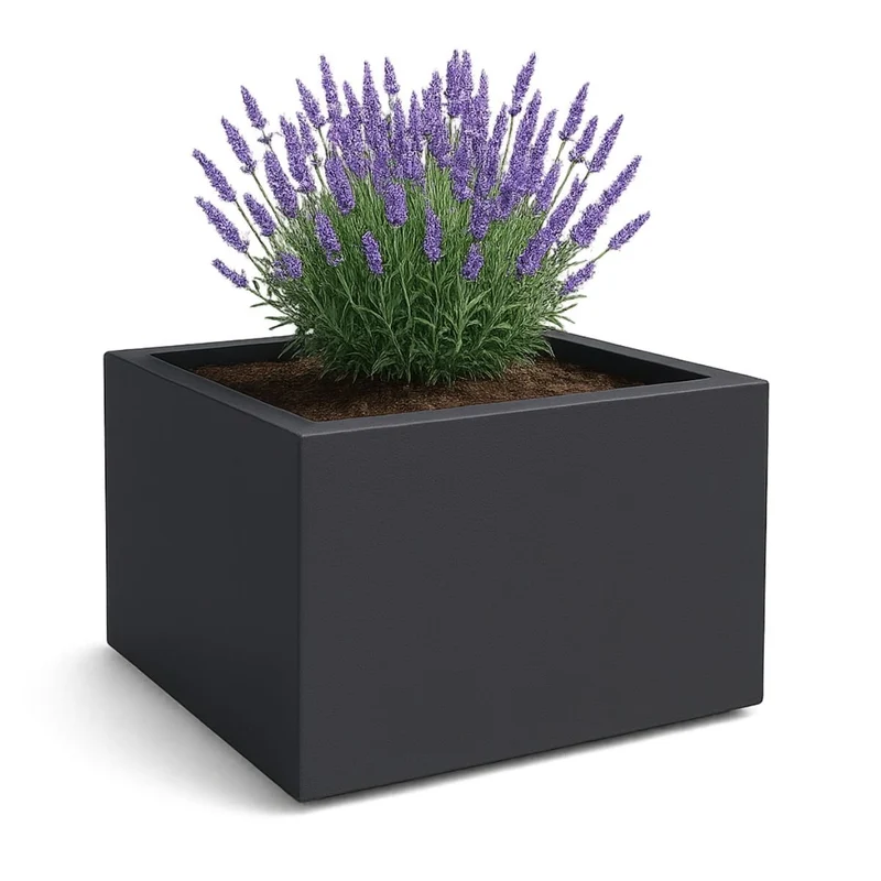 GARDRA Jardinière en polyester grise noire 140x140x100 cm RAL 7021