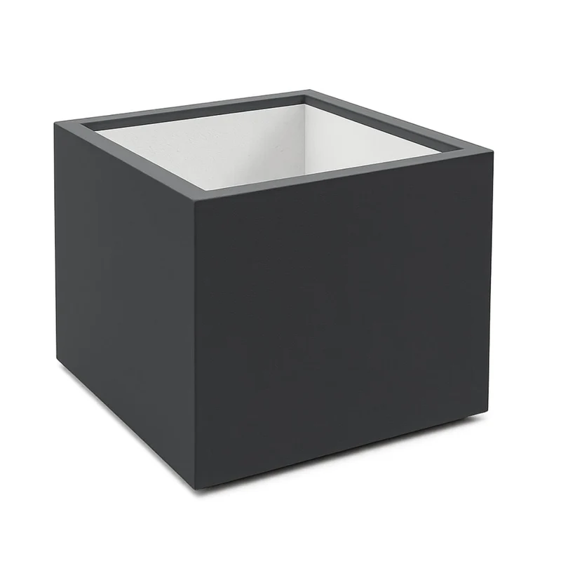 GARDRA Jardinière en polyester grise noire 140x140x140 cm RAL 7021