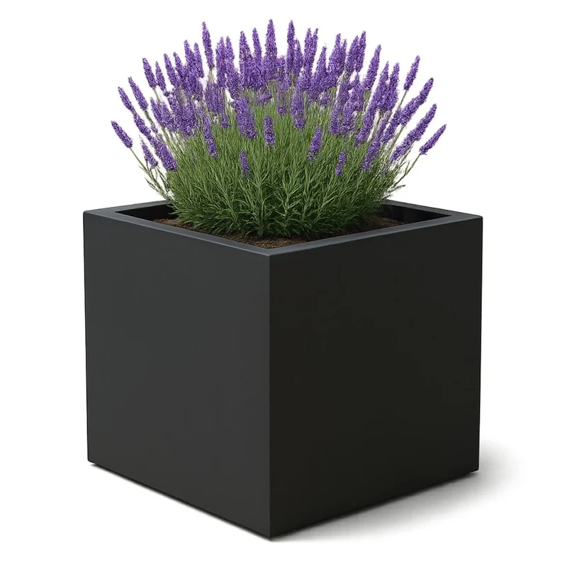 GARDRA Jardinière en polyester grise noire 140x140x140 cm RAL 7021