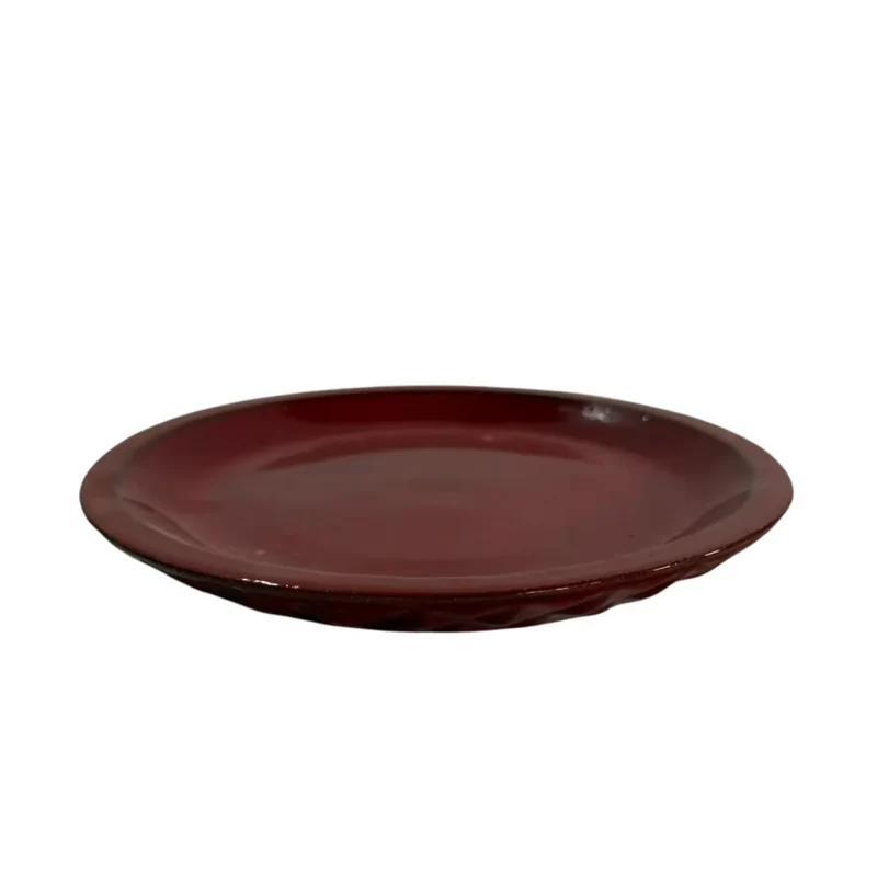 Soucoupe 18cm rouge impérial faite à la main en terre cuite émaillée