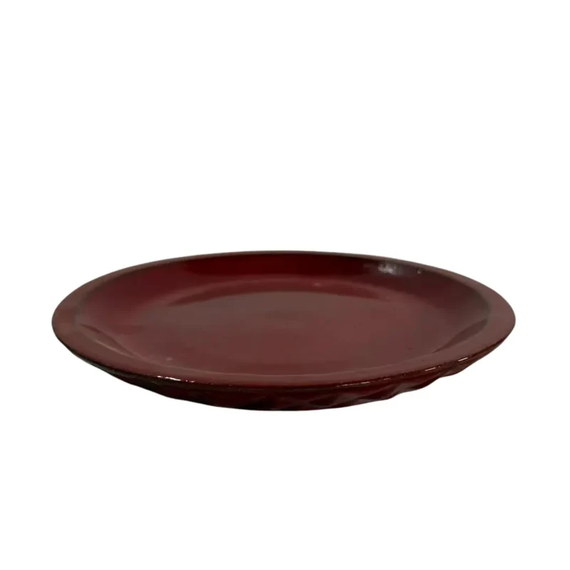 Soucoupe 24cm rouge impérial faite à la main en terre cuite émaillée