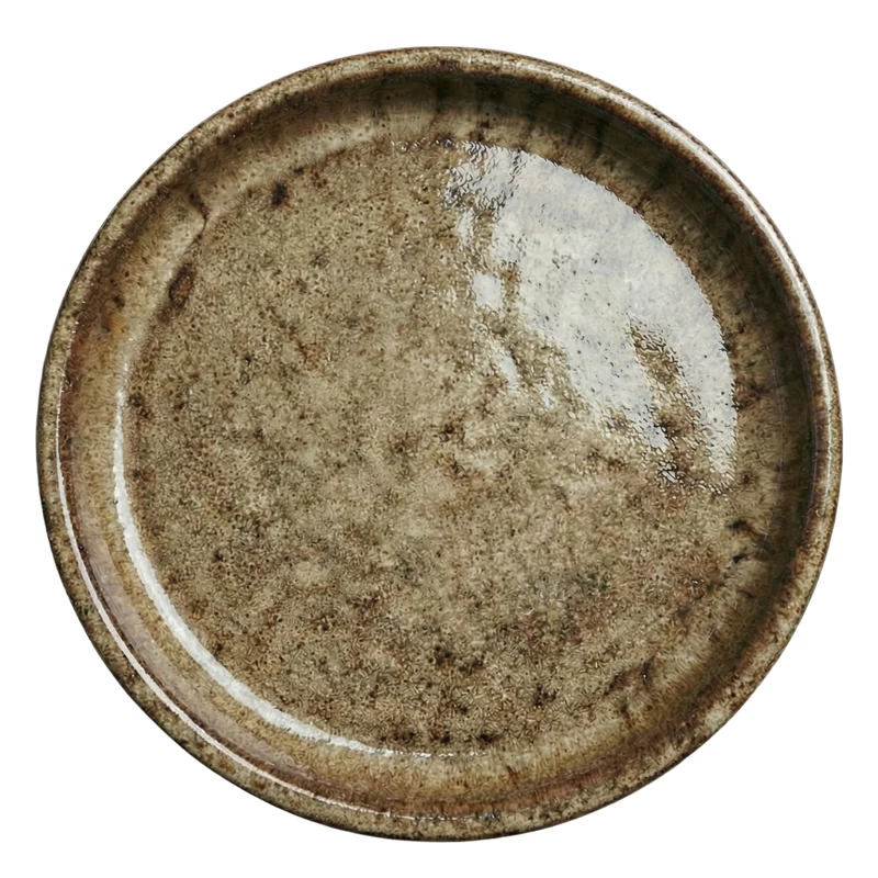 Soucoupe 24cm bronze sablé faite à la main en terre cuite émaillée