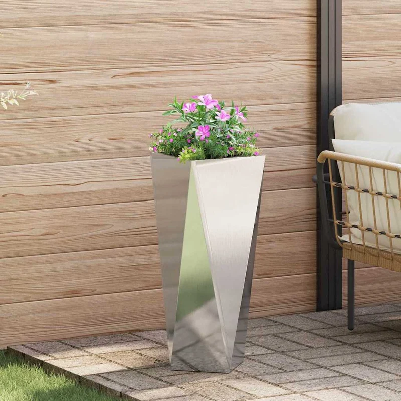 Jardinera Plateado 30 X 30 X 75 Cm Acero Inoxidable