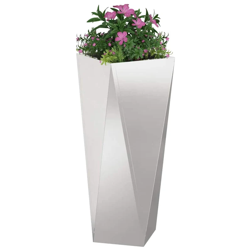 Jardinera Plateado 30 X 30 X 75 Cm Acero Inoxidable