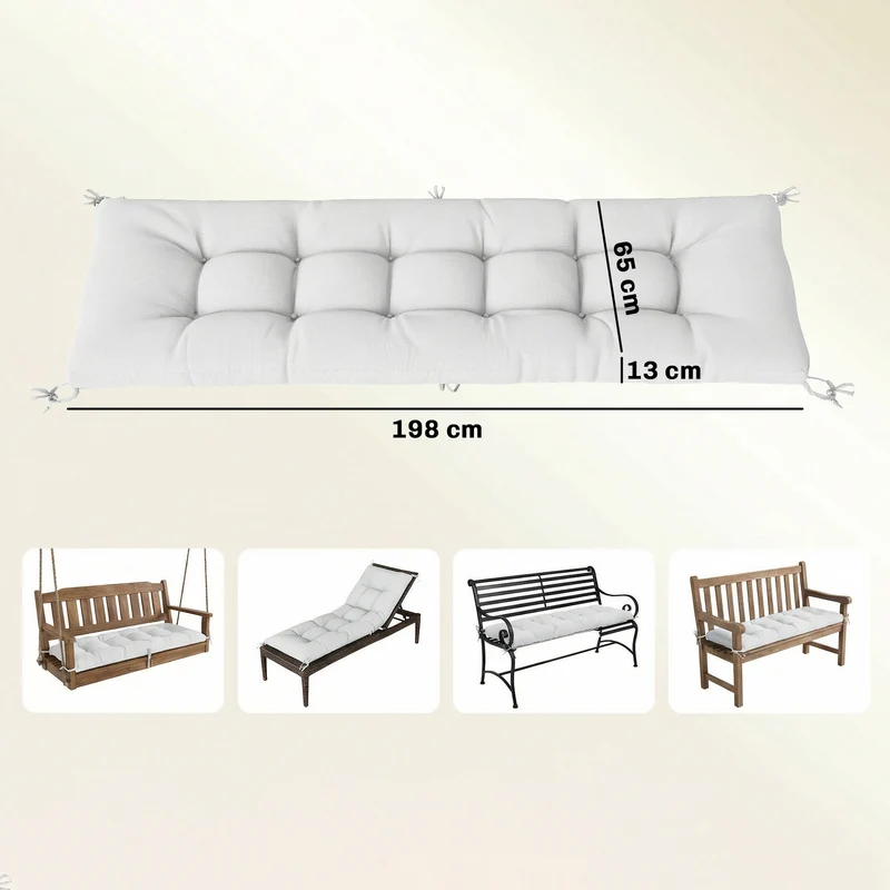 Outsunny Cojín Para Banco Y Tumbona Protección Uv50+ 198x65x13 Cm Crema