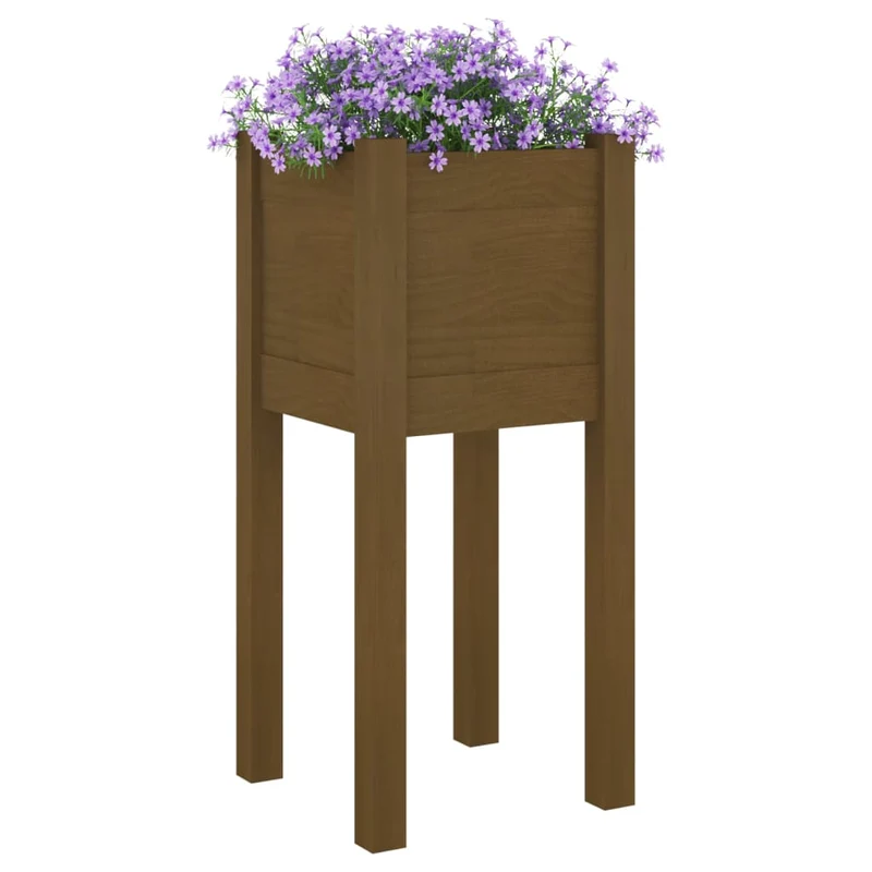 Jardineras 2 Uds Madera Maciza De Pino Marrón Miel 31x31x70 Cm