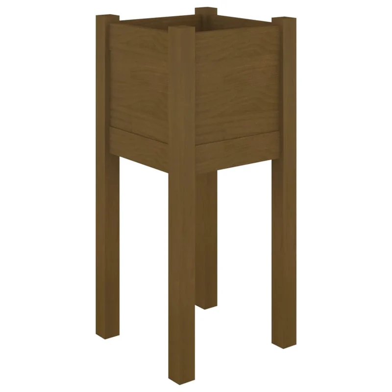 Jardineras 2 Uds Madera Maciza De Pino Marrón Miel 31x31x70 Cm