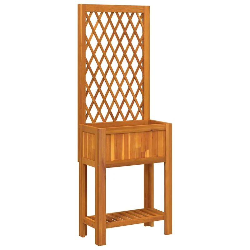 Jardinera Con Enrejado Y Estante Acacia Maciza 55x29,5x152 Cm