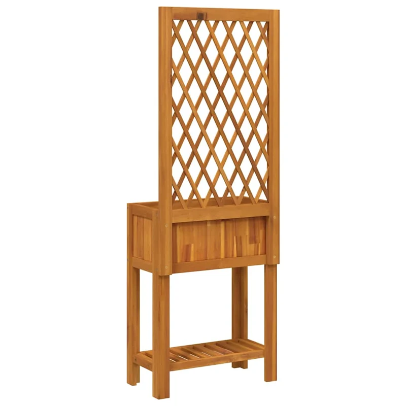 Jardinera Con Enrejado Y Estante Acacia Maciza 55x29,5x152 Cm