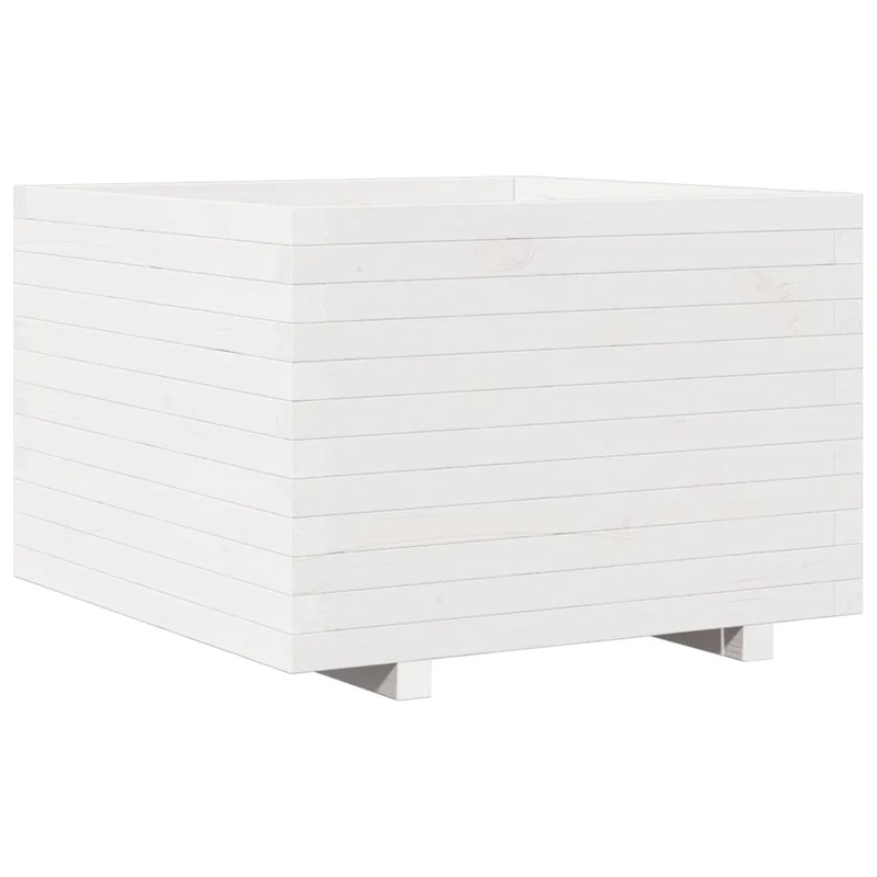 Jardinera Madera Maciza De Pino Blanco 70x70x49,5 Cm