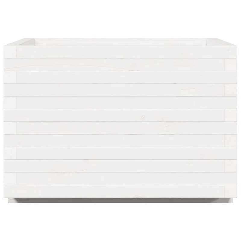 Jardinera Madera Maciza De Pino Blanco 70x70x49,5 Cm