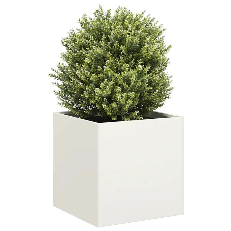 Jardinera De Acero Laminado En Frío Blanco 40x40x40 Cm