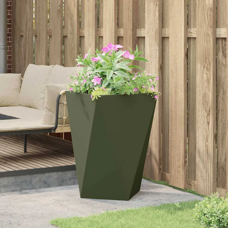 Jardinera Verde Oliva 50 X 50 X 75 Cm Acero