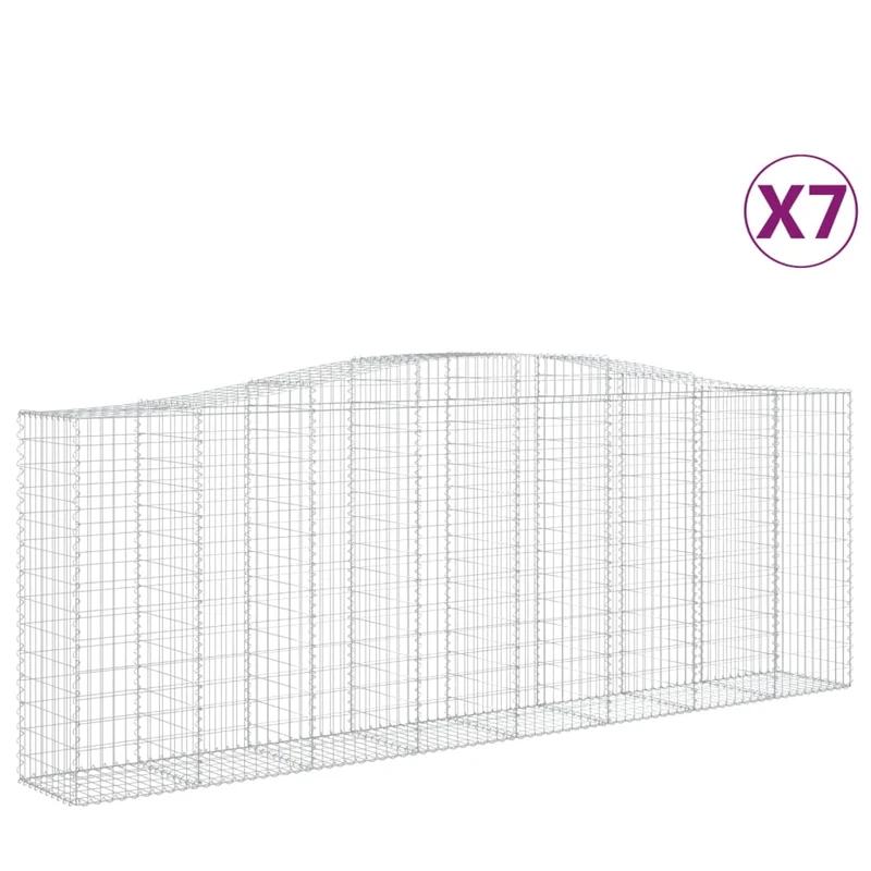 Cestas Gaviones 7 Uds Forma De Arco Hierro 400x50x140/160 Cm