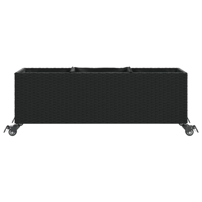 Jardineras Con Ruedas 2 Uds Ratán Sintético Negro 107x32x38 Cm