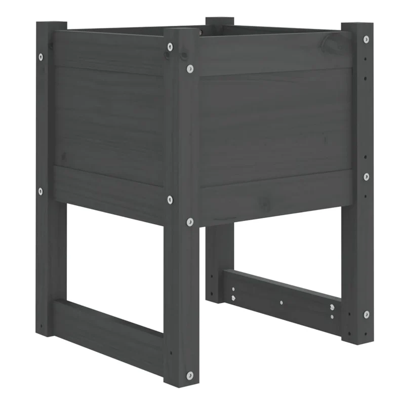Jardinera De Madera Maciza De Pino Gris 40x40x52,5 Cm