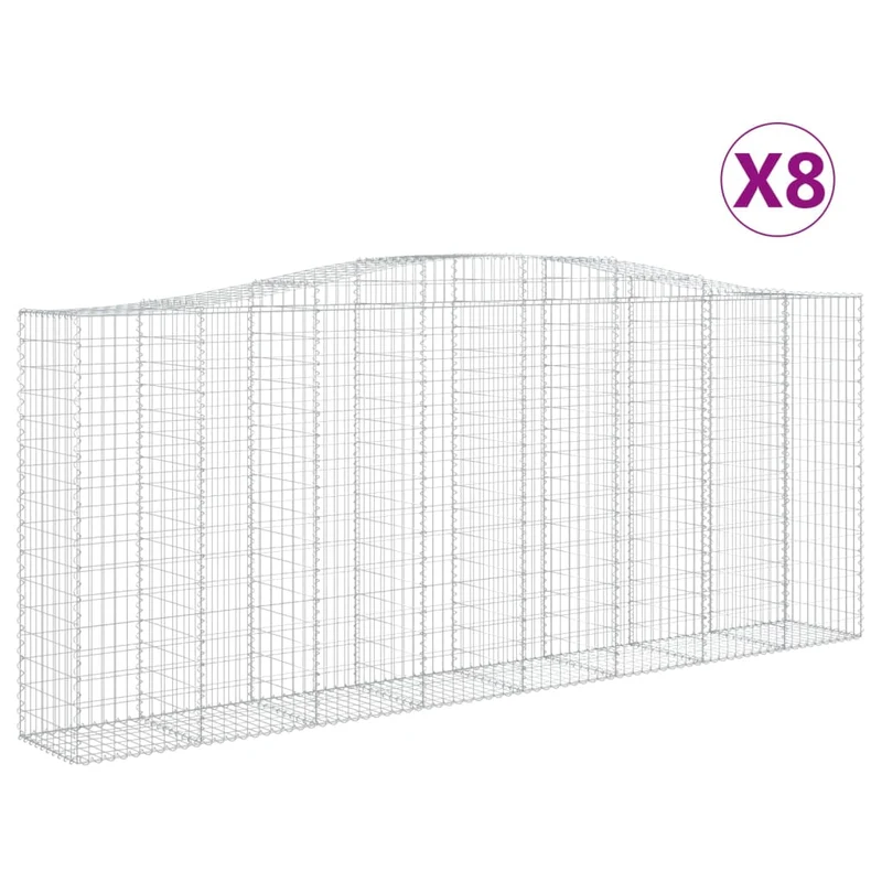 Cestas De Gaviones 8 Uds Forma De Arco Hierro 400x50x160/180 Cm