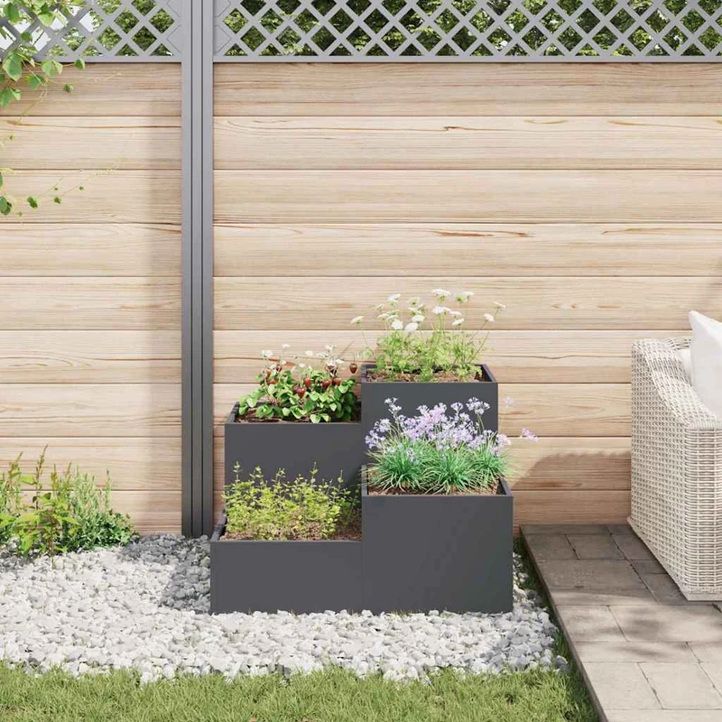Maceta Para Jardín Antracita 80 X 80 X 60 Cm Acero