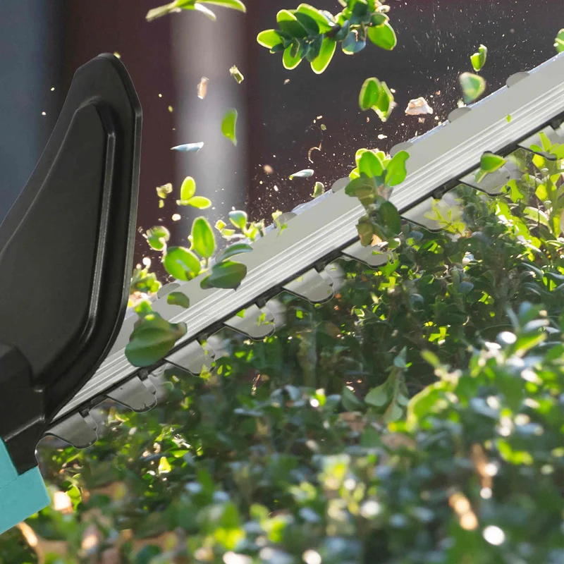 Outsunny Cortasetos Eléctrico Con 2 Baterías De 4000mah Y Cuchilla De 51 Cm Azul