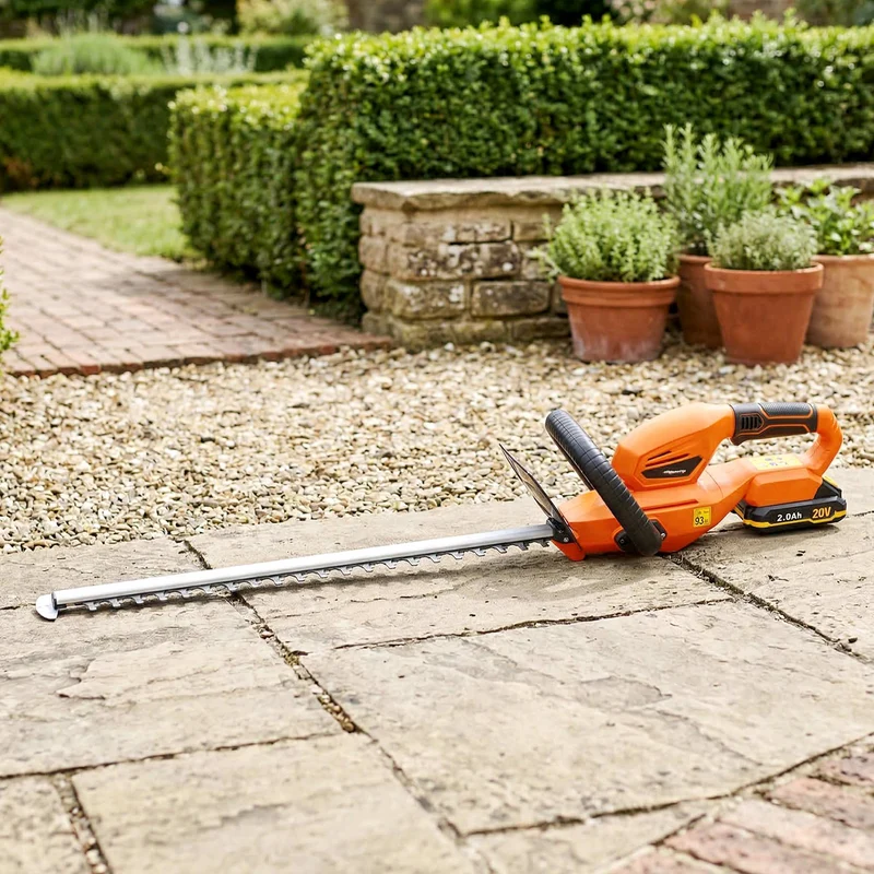 Outsunny Cortasetos Eléctrico Con Batería De 2000mah Y Cuchilla De 51 Cm Naranja